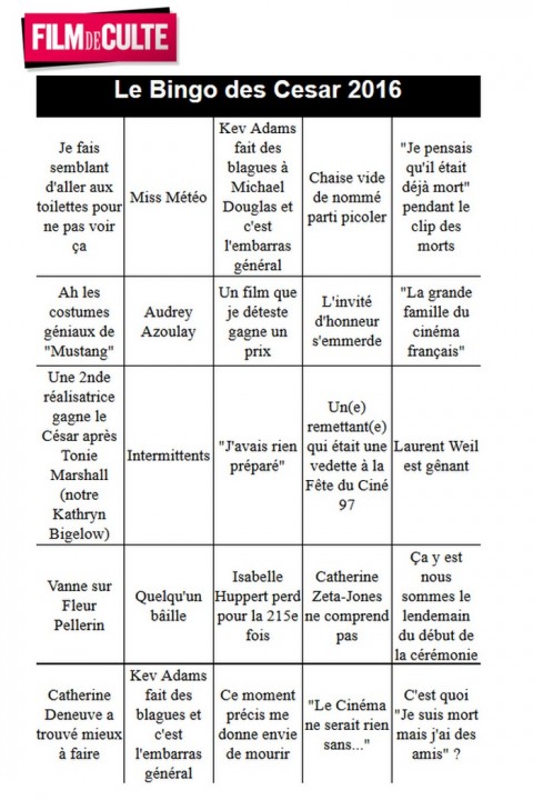 CESAR 2016: jouez au Bingo des César avec FilmDeCulte !